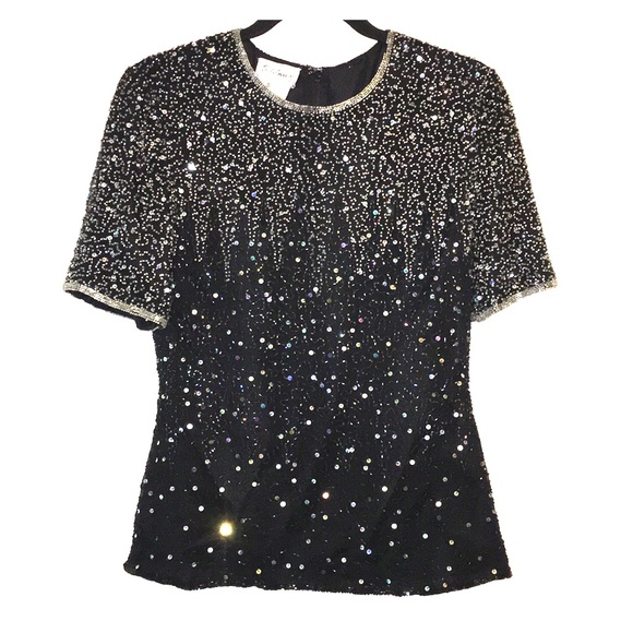 Stenay vintage beaded black blouse - Picture 1 of 8